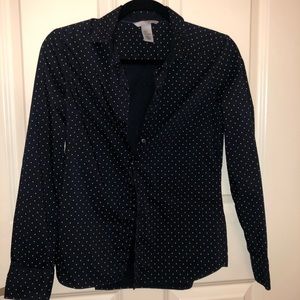 Navy Blue Polka Dot Dress Shirt